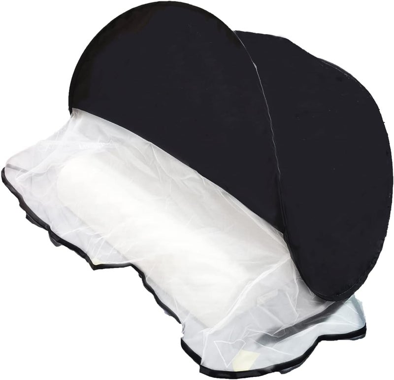 CMINGJ Portable Mosquito Head Net Foldable Pop-Up Travel Essentials Mosquito Net for Bed Free Installation-Large Size Suitable for Bedroom, Camping, nap (Black Large) - Image 1
